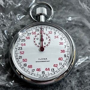 Rare Vintage Ilona Pocket Stop Watch Swiss Precision Shock Resistant Works New